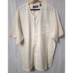 Vintage 70's GOCHU 100% Linen Button Up Shirt Men XL Short Sleeve Coastal Resort